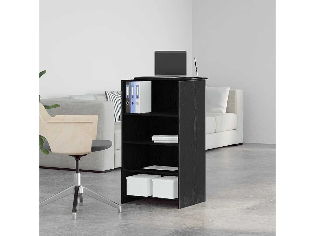 Bureau de réception noir 55x50x103,5 cm bois d'ingénierie