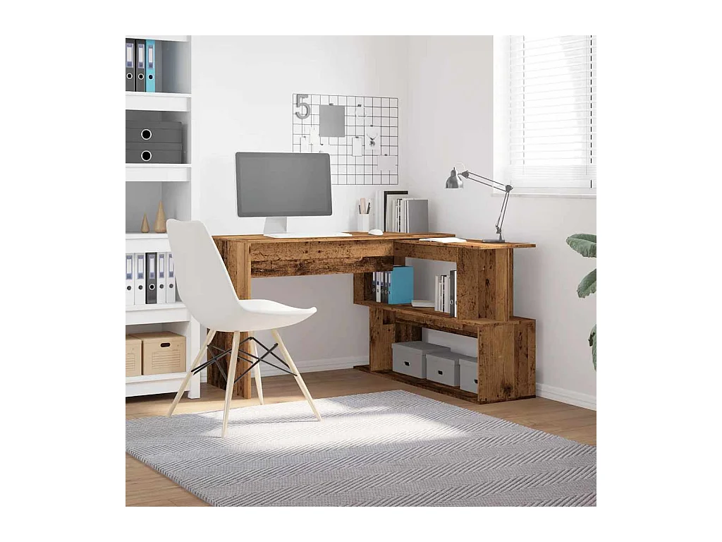 Bureau d'angle vieux bois 200,5x50x76 cm bois d'ingénierie