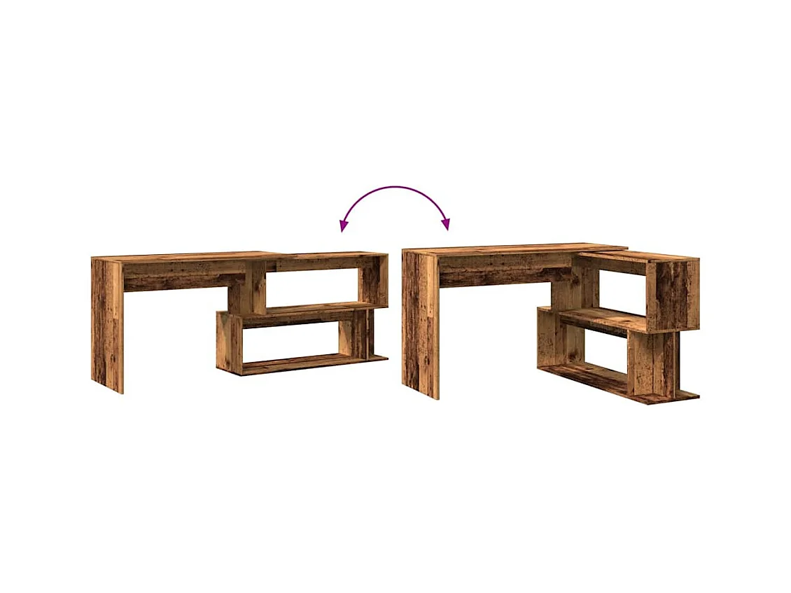 Bureau d'angle vieux bois 200,5x50x76 cm bois d'ingénierie
