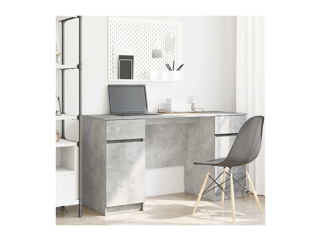 Bureau avec porte Gris béton 140 x 49 x 76 cm Bois d'ingénierie