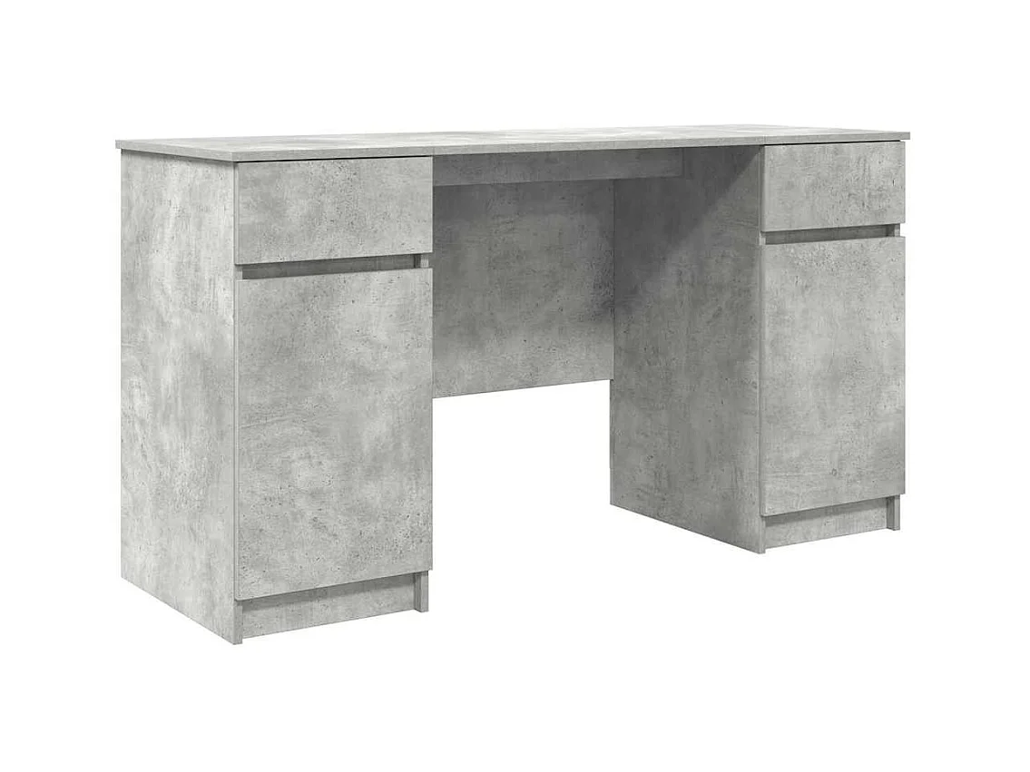Bureau avec porte Gris béton 140 x 49 x 76 cm Bois d'ingénierie