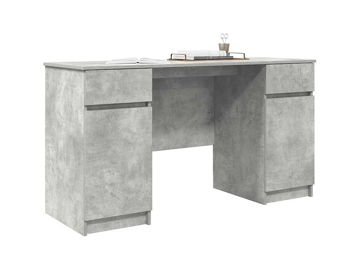 Bureau avec porte Gris béton 140 x 49 x 76 cm Bois d'ingénierie