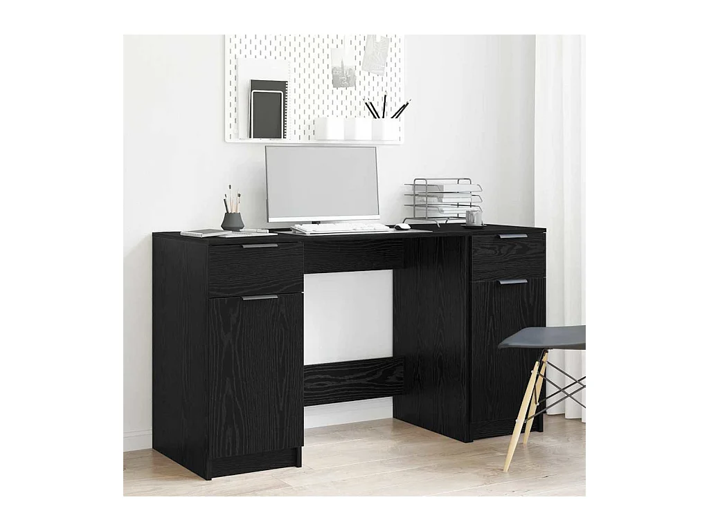 Escritorio Roble negro 133 x 50 x 75 cm Madera contrachapada