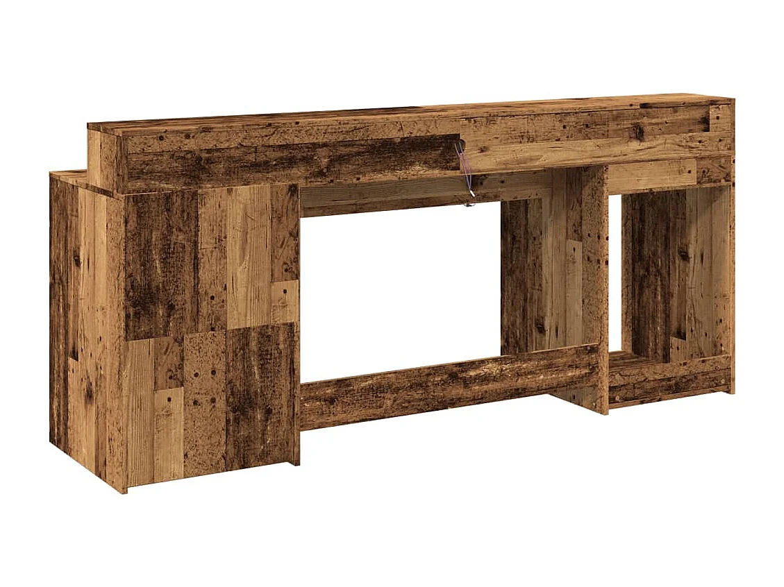 Bureau avec lumières LED vieux bois bois d'ingénierie