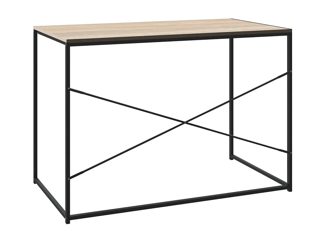 Computerbureau 110x60x70 cm bewerkt hout zwart en eikenkleurig