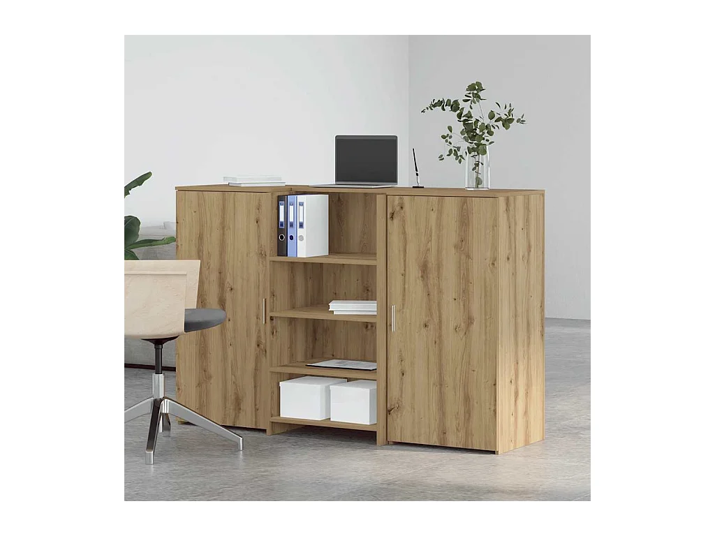 Bureau réception chêne artisanal 155x50x103,5cm bois ingénierie