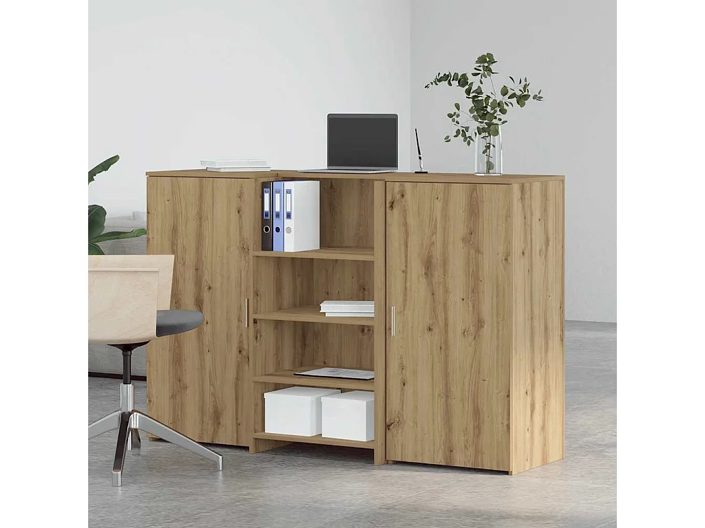 Bureau réception chêne artisanal 155x50x103,5cm bois ingénierie