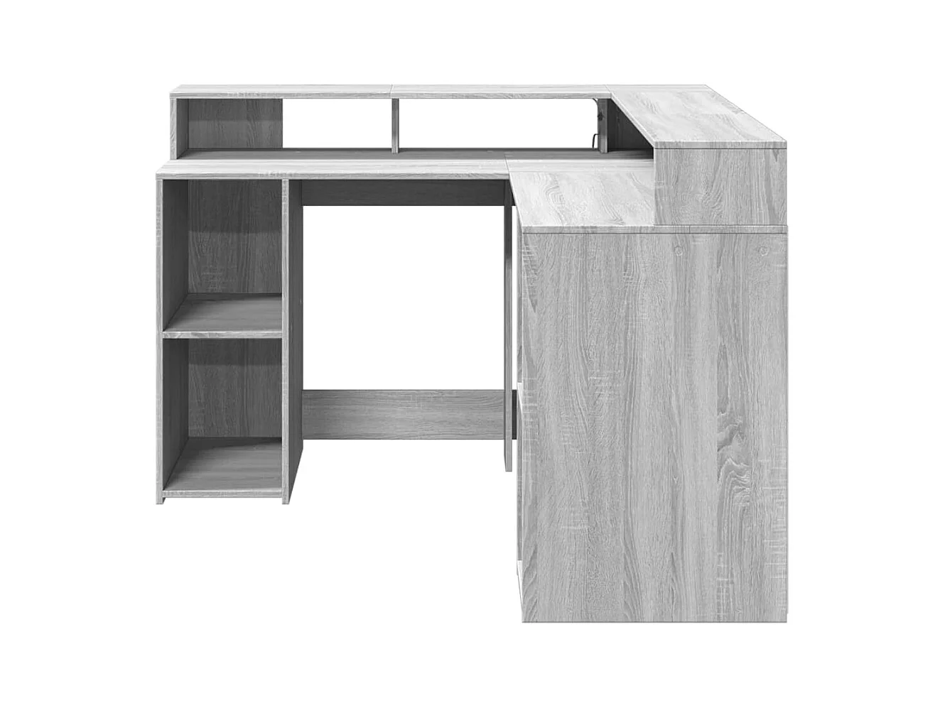 Bureau et lumières LED sonoma gris 130x130x91cm bois ingénierie