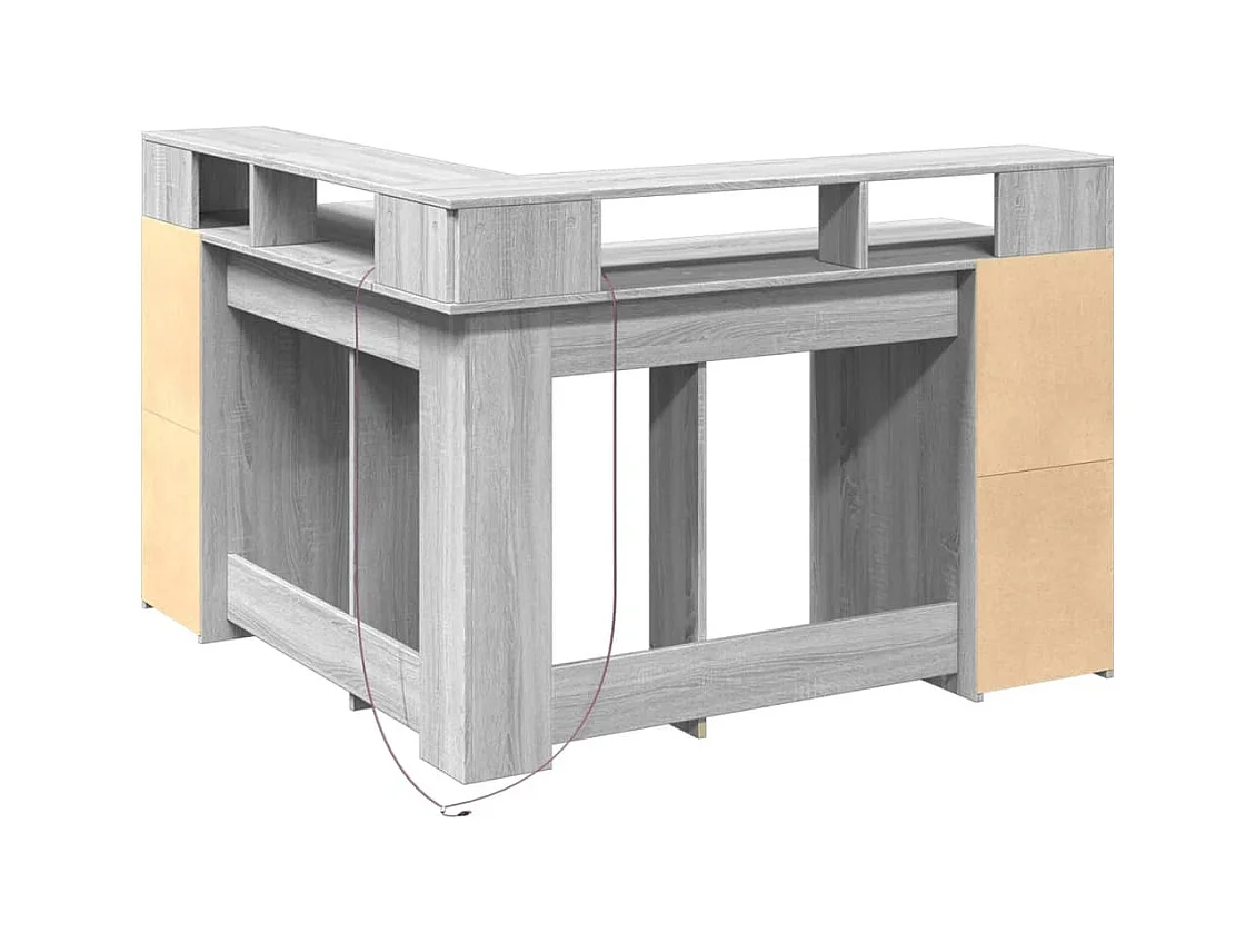 Bureau et lumières LED sonoma gris 130x130x91cm bois ingénierie
