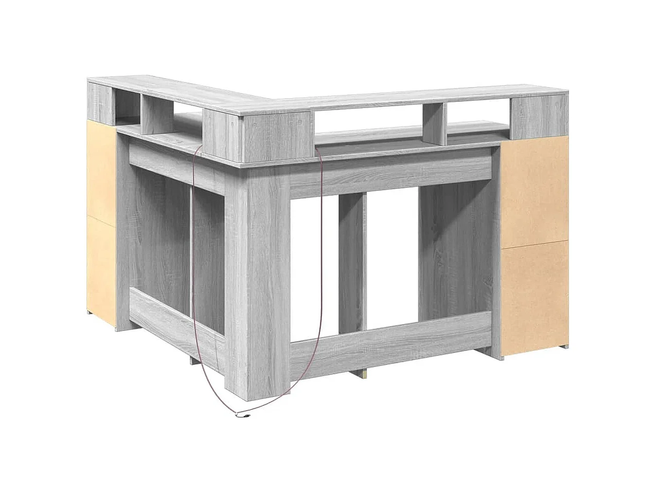 Bureau et lumières LED sonoma gris 130x130x91cm bois ingénierie