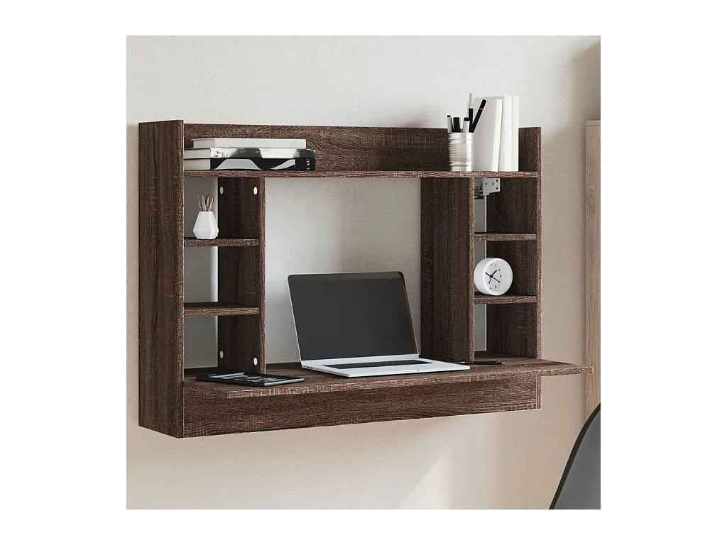 Bureau mural chêne marron 105x48x75 cm bois d'ingénierie