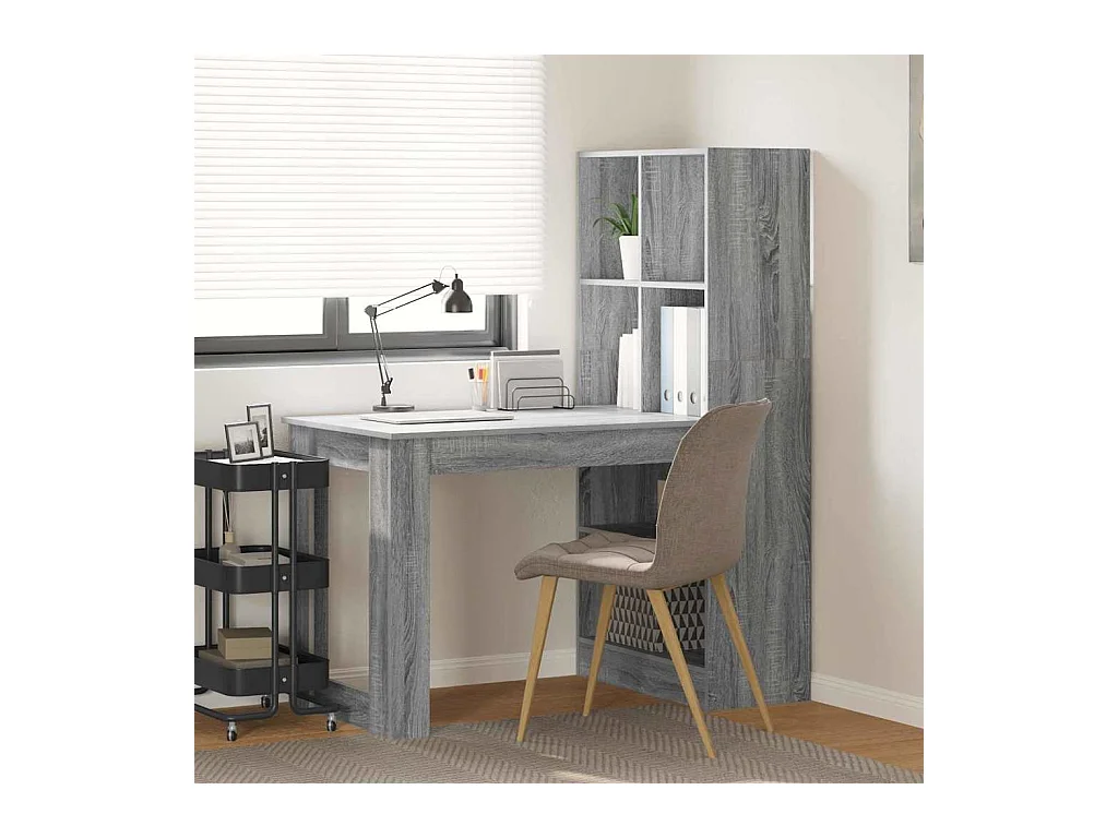 Bureau met plank Grijs Sonoma 122 x 67 x 145 cm Bewerkt hout