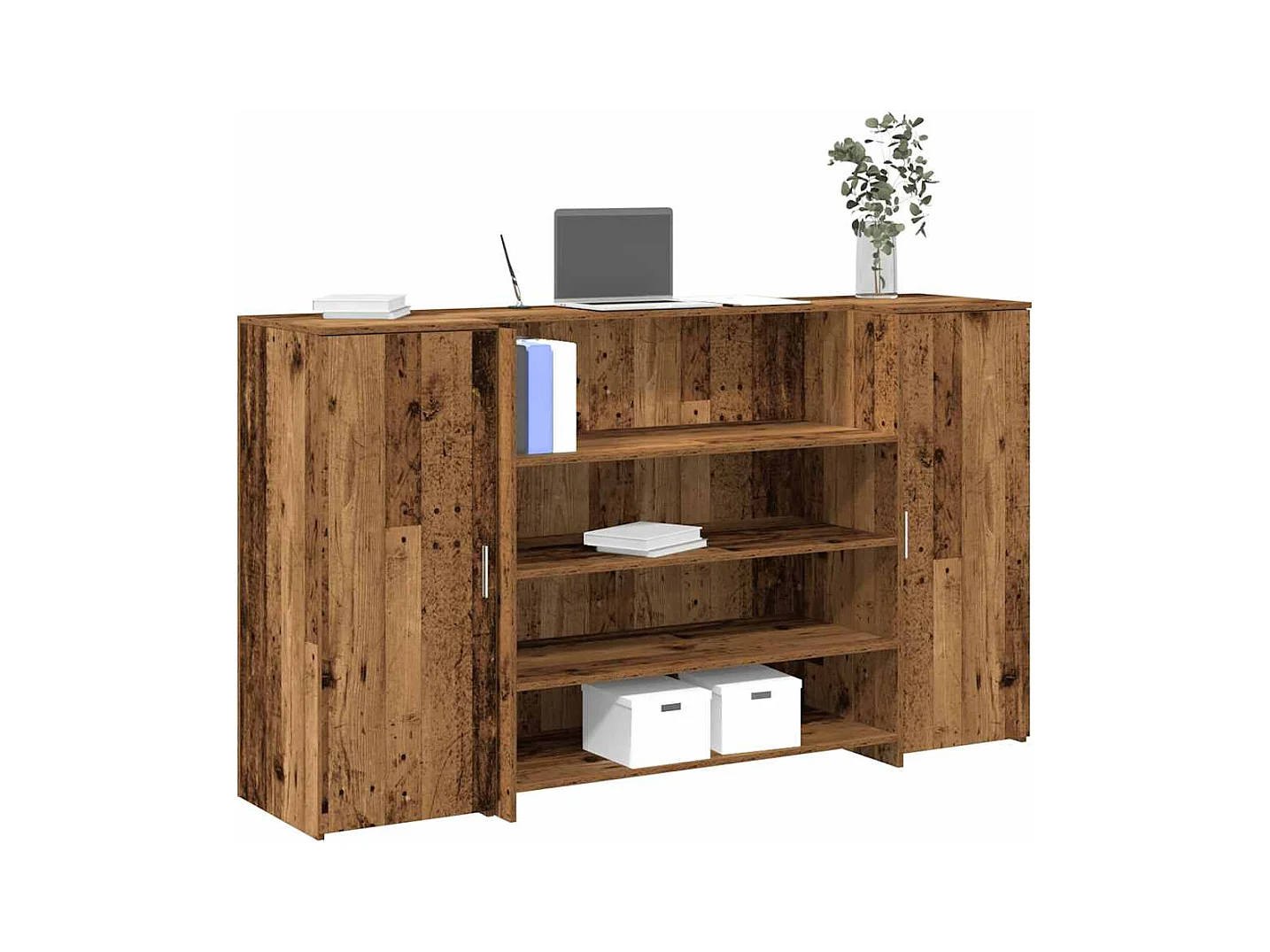 Bureau de réception vieux bois 180x50x103,5cm bois d'ingénierie