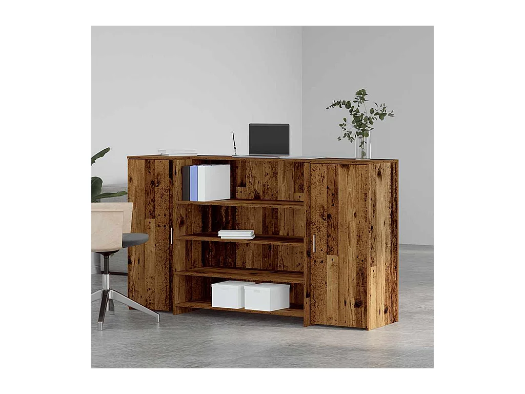 Bureau de réception vieux bois 180x50x103,5cm bois d'ingénierie