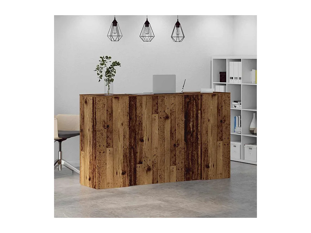 Bureau de réception vieux bois 180x50x103,5cm bois d'ingénierie