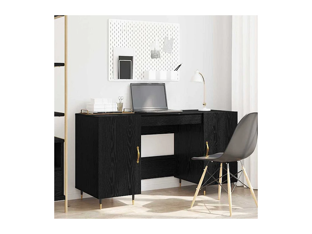 Bureau avec porte Chêne noir 140 x 50 x 75 cm Bois d'ingénierie