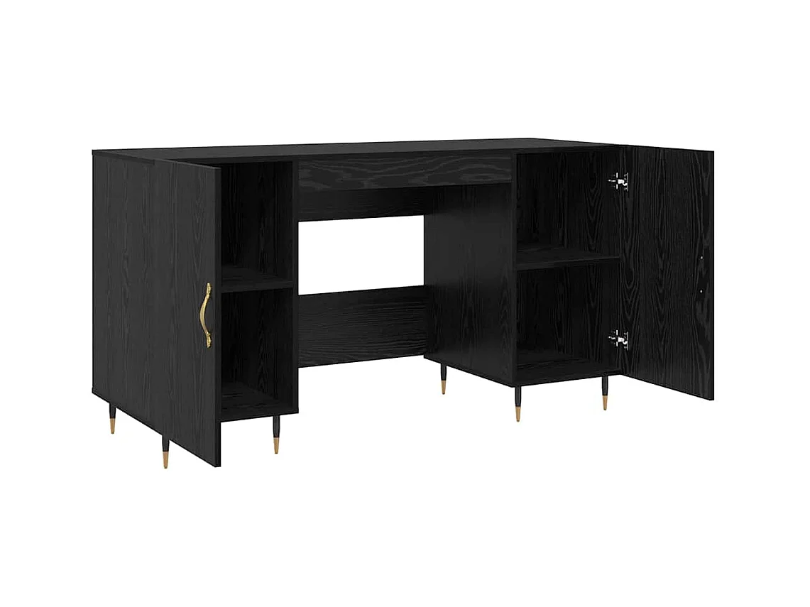 Bureau avec porte Chêne noir 140 x 50 x 75 cm Bois d'ingénierie