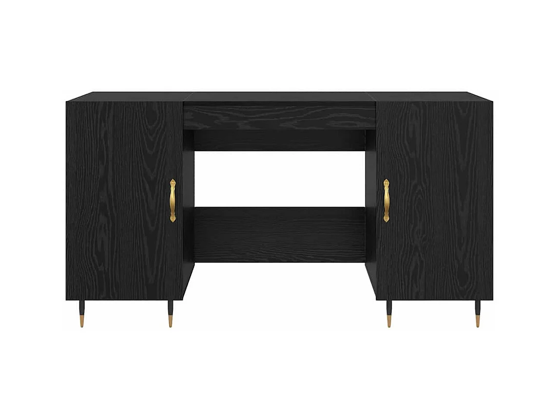 Bureau avec porte Chêne noir 140 x 50 x 75 cm Bois d'ingénierie
