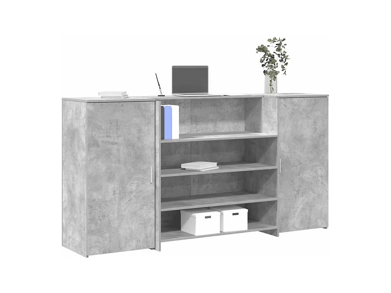 Bureau de réception gris béton 200x50x103,5cm bois d'ingénierie
