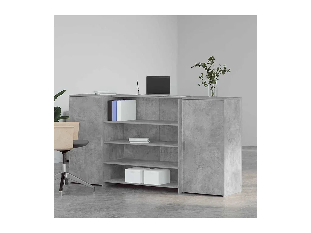 Bureau de réception gris béton 200x50x103,5cm bois d'ingénierie