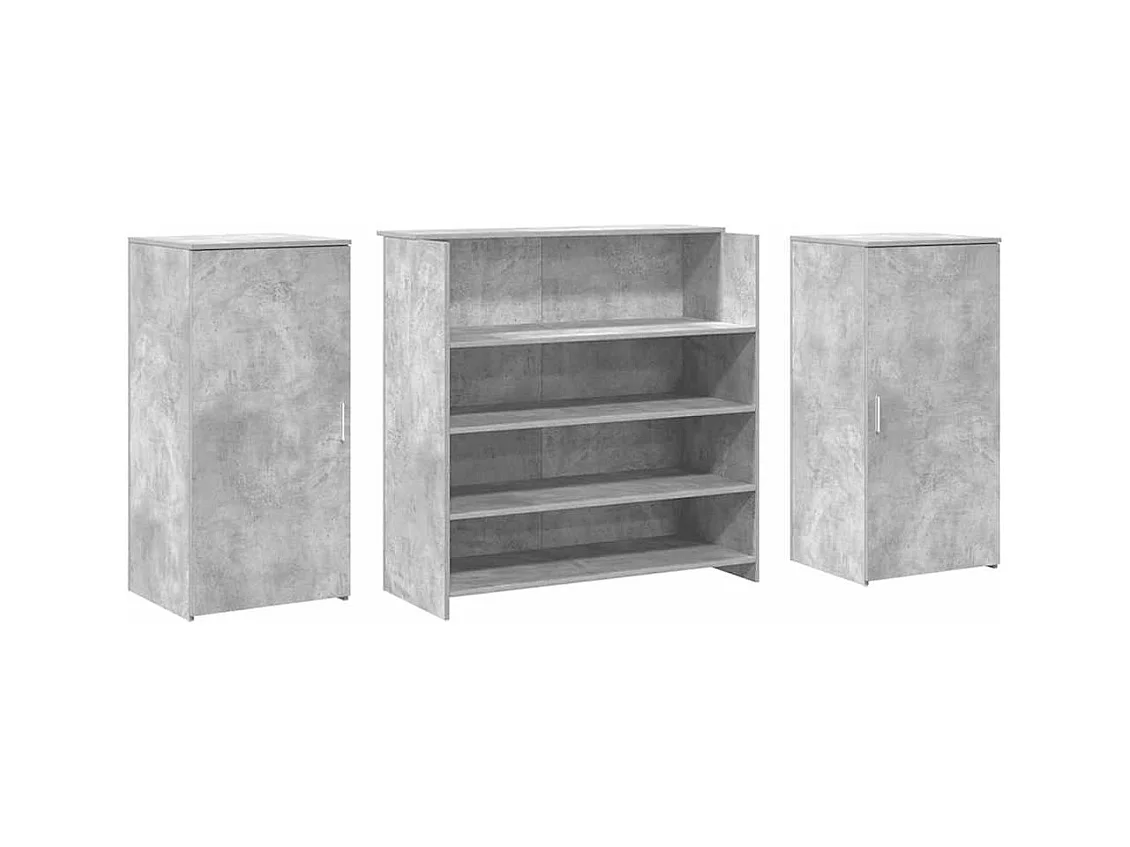 Bureau de réception gris béton 200x50x103,5cm bois d'ingénierie