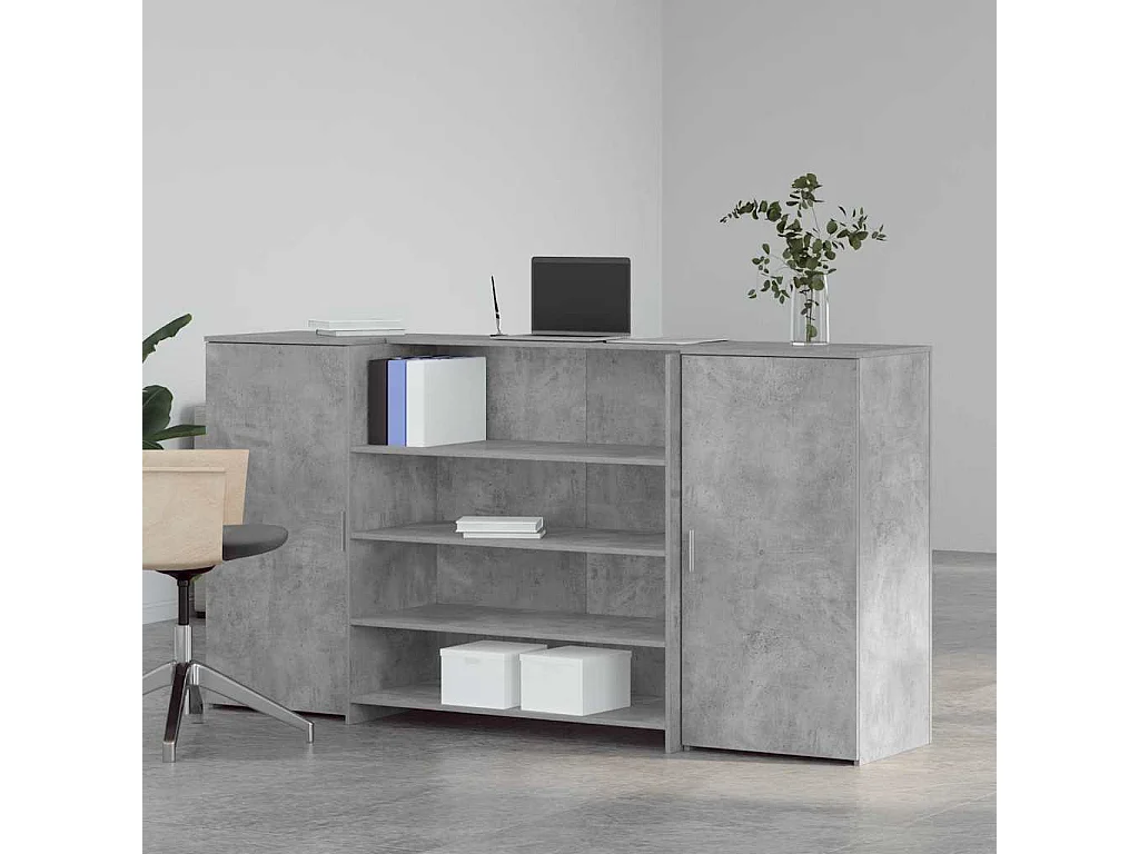 Bureau de réception gris béton 200x50x103,5cm bois d'ingénierie