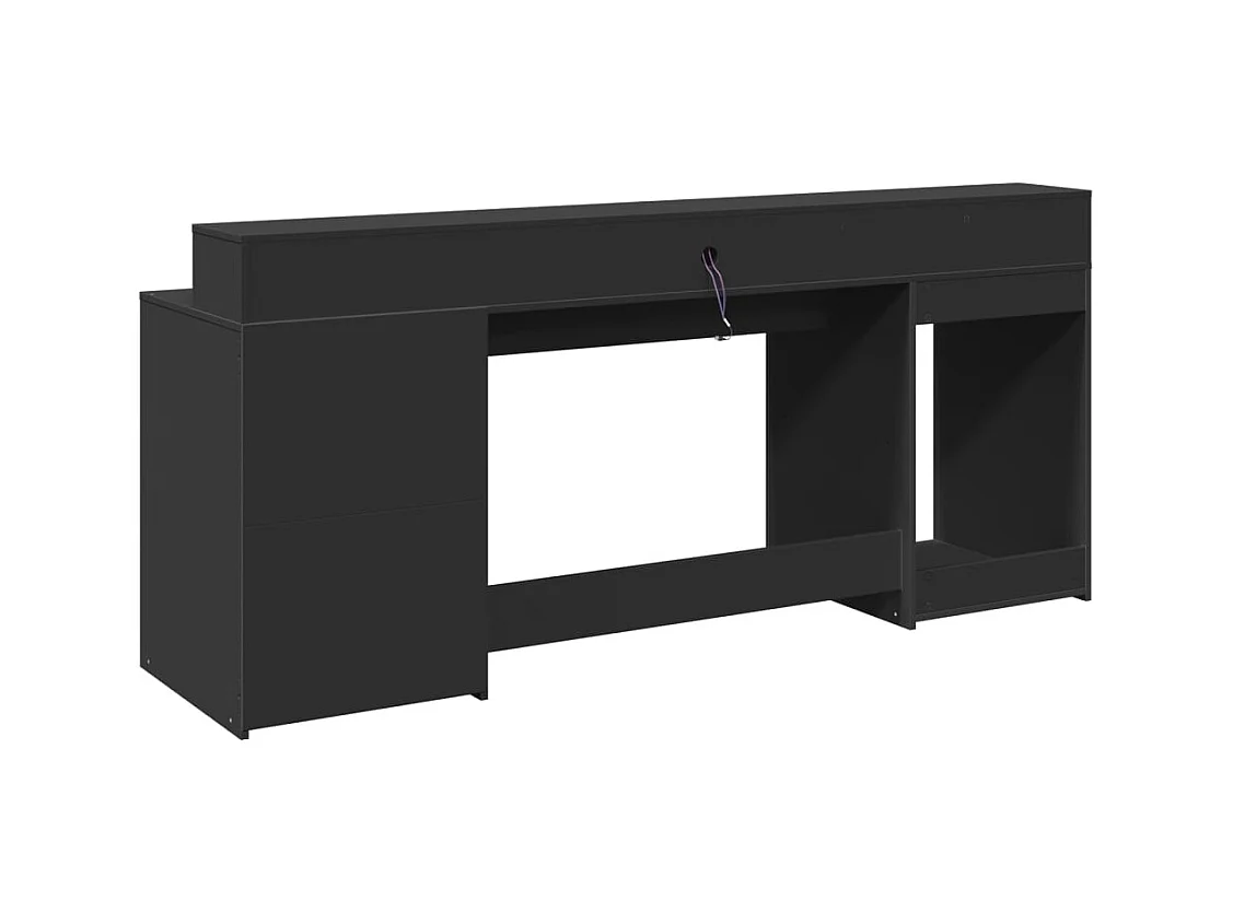 Bureau avec lumières LED noir 200x55x91 cm bois d'ingénierie