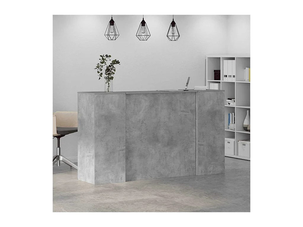 Bureau de réception gris béton 180x50x103,5cm bois d'ingénierie