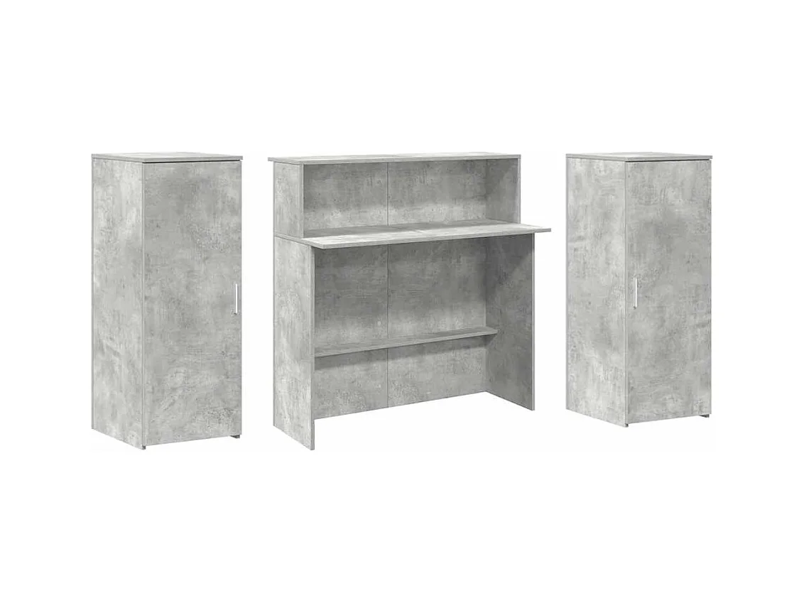 Bureau de réception gris béton 180x50x103,5cm bois d'ingénierie