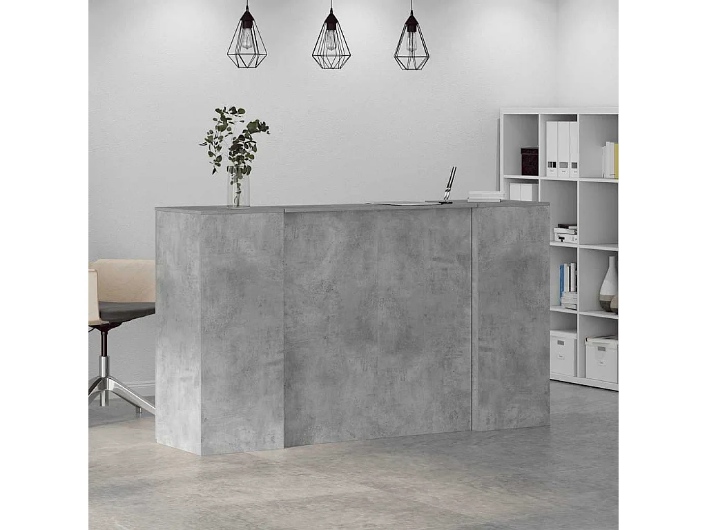 Bureau de réception gris béton 180x50x103,5cm bois d'ingénierie