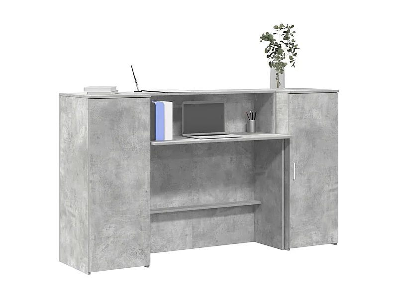 Bureau de réception gris béton 180x50x103,5cm bois d'ingénierie