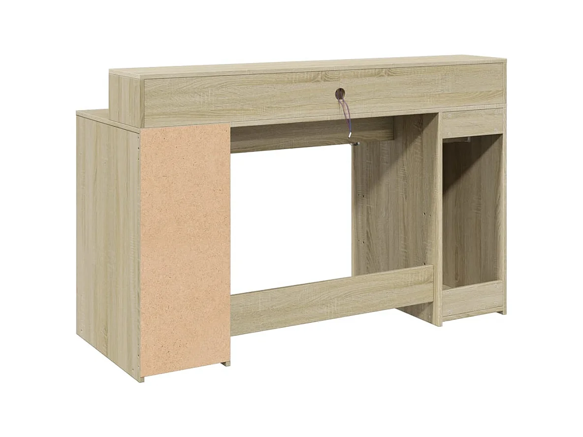 Bureau avec lumières LED chêne sonoma bois d'ingénierie