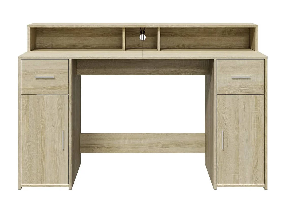 Bureau met LED-verlichting 140x55x91 cm hout sonoma eikenkleur
