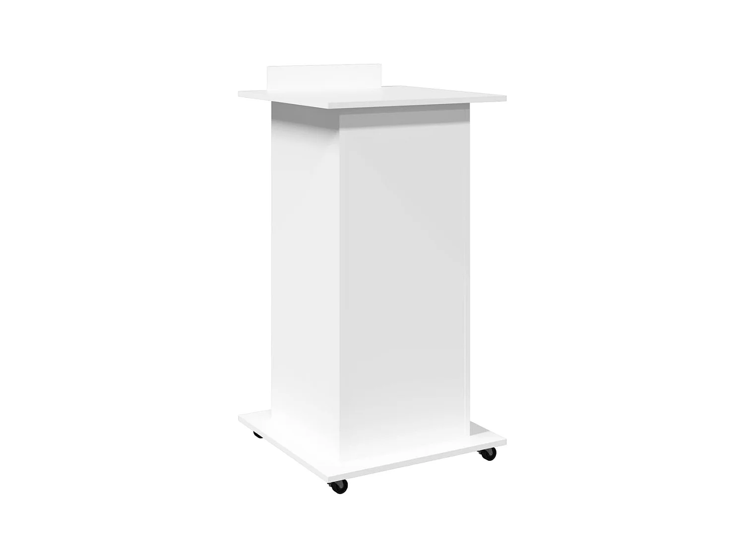 Pupitre et roues et tiroir blanc 55x55x107 cm bois d'ingénierie