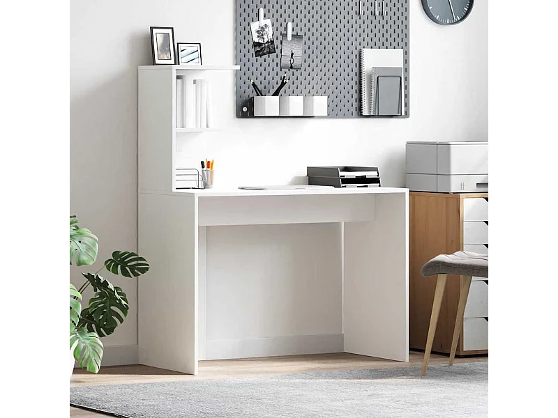 Bureau avec étagère Blanc 102 x 50 x 124 cm Bois d'ingénierie
