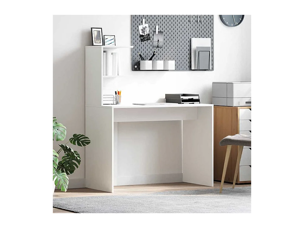 Bureau avec étagère Blanc 102 x 50 x 124 cm Bois d'ingénierie