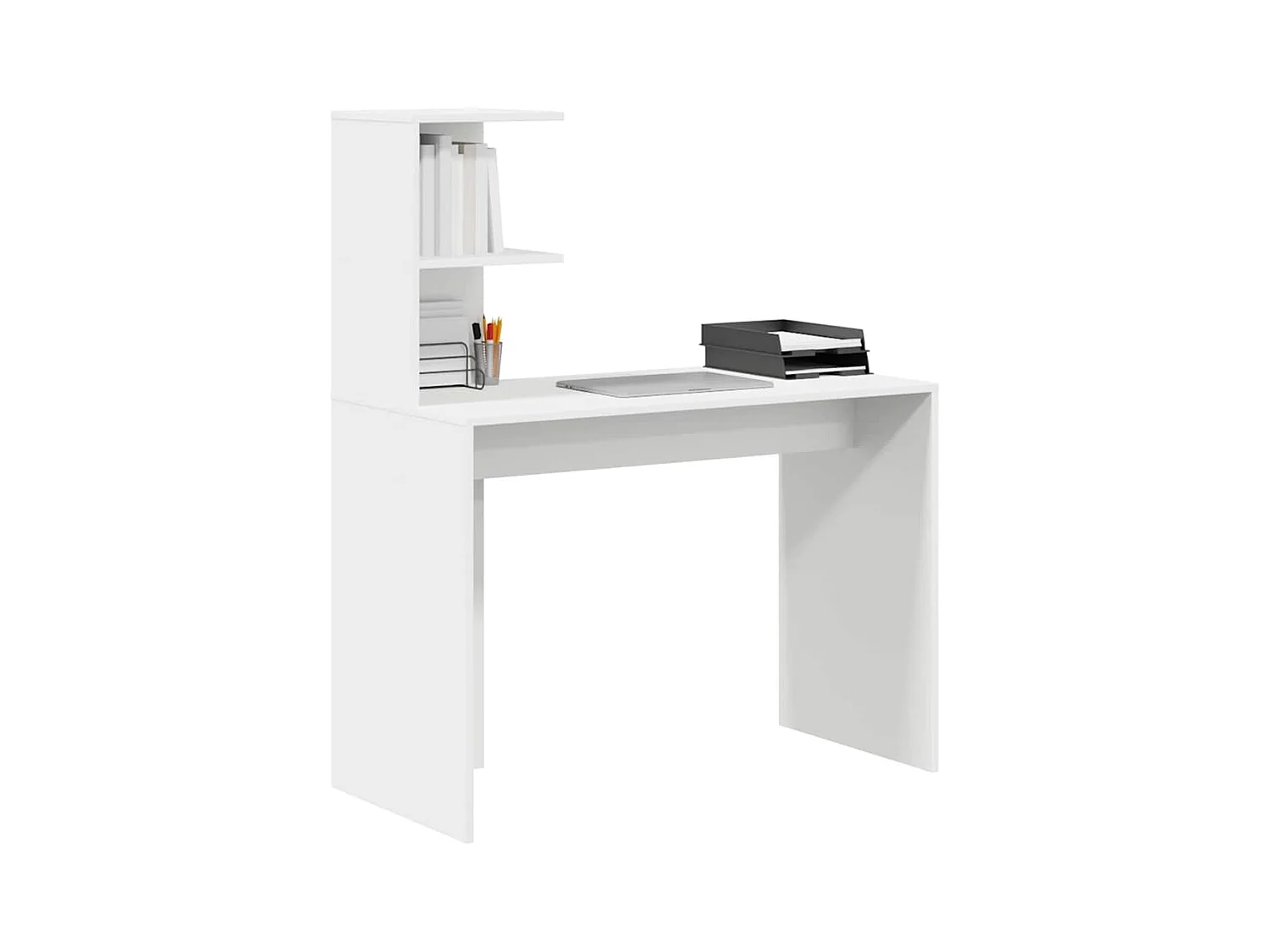 Bureau avec étagère Blanc 102 x 50 x 124 cm Bois d'ingénierie