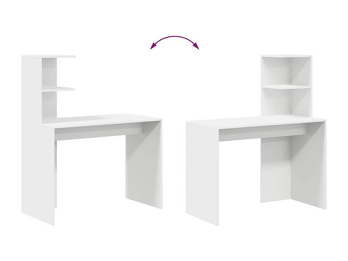 Bureau avec étagère Blanc 102 x 50 x 124 cm Bois d'ingénierie