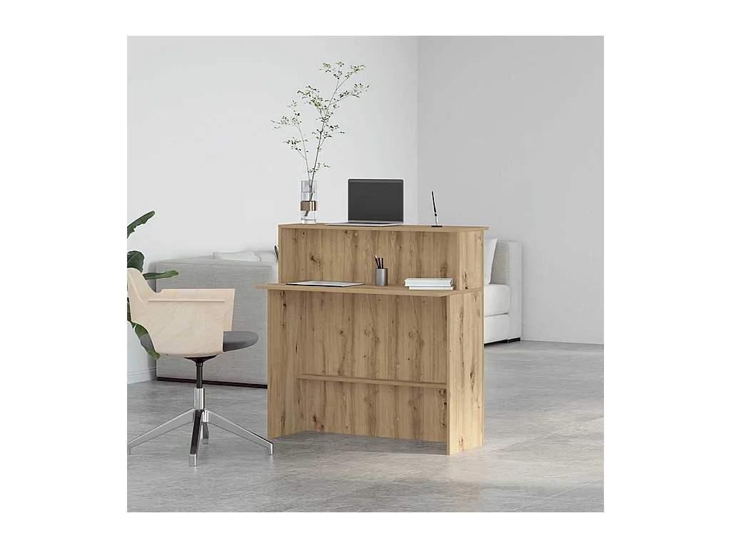 Bureau réception chêne artisanal 100x50x103,5cm bois ingénierie