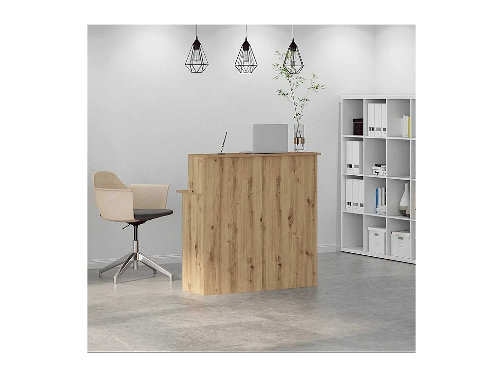 Bureau réception chêne artisanal 100x50x103,5cm bois ingénierie