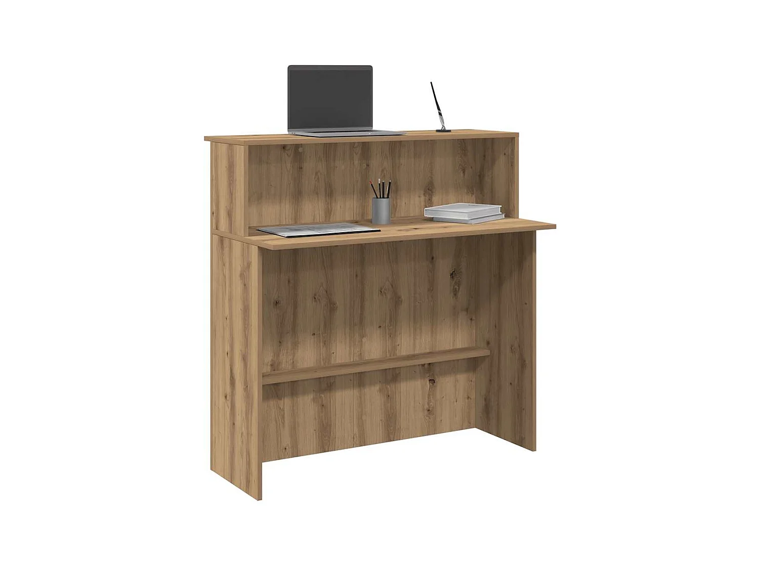 Bureau réception chêne artisanal 100x50x103,5cm bois ingénierie