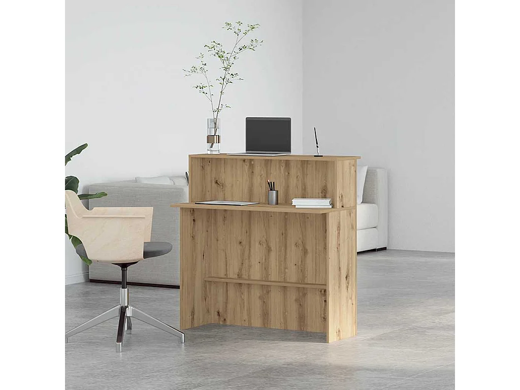 Bureau réception chêne artisanal 100x50x103,5cm bois ingénierie