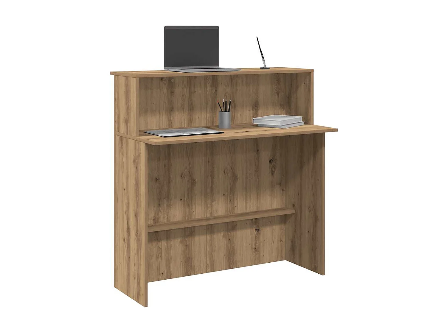 Bureau réception chêne artisanal 100x50x103,5cm bois ingénierie