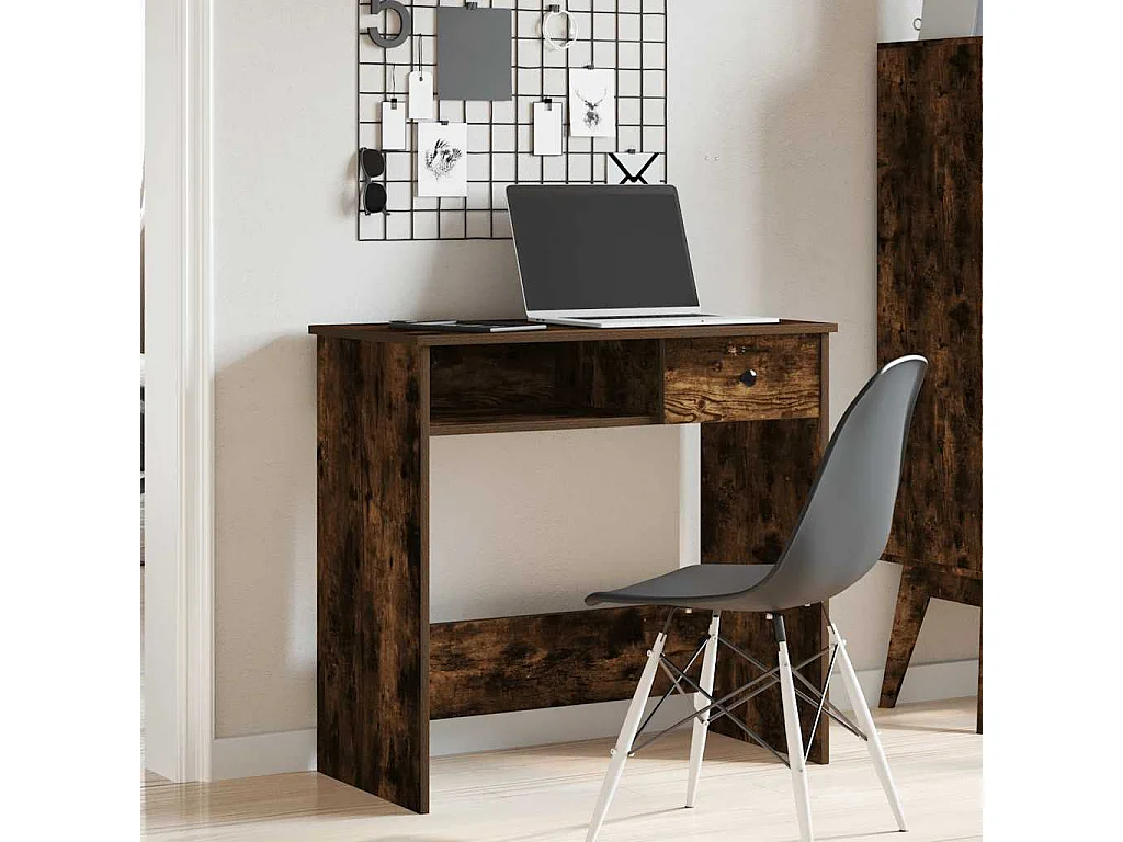Bureau chêne fumé 80x40x75 cm bois d'ingénierie