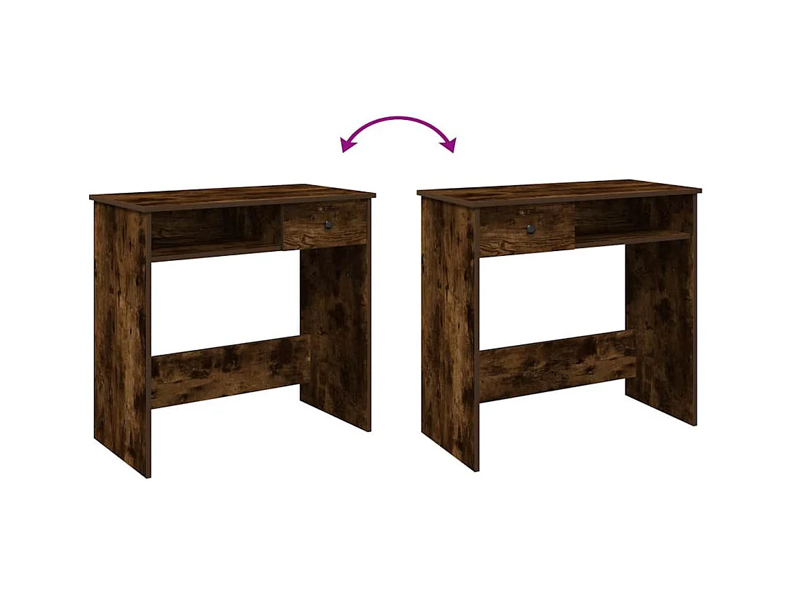 Bureau chêne fumé 80x40x75 cm bois d'ingénierie