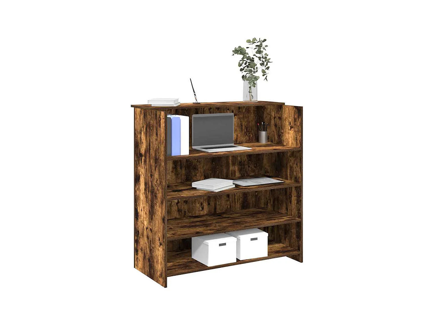 Bureau de réception chêne fumé 100x50x103,5cm bois d'ingénierie