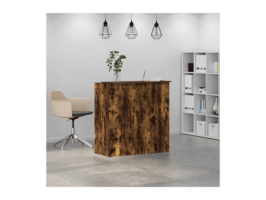 Bureau de réception chêne fumé 100x50x103,5cm bois d'ingénierie