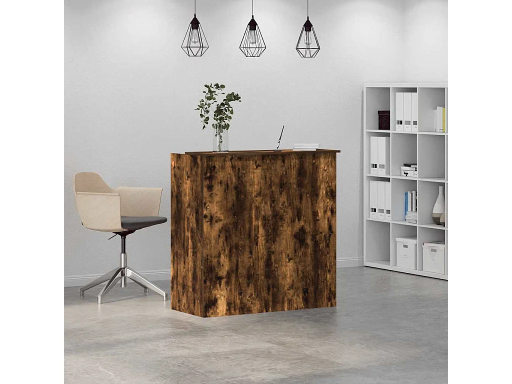 Bureau de réception chêne fumé 100x50x103,5cm bois d'ingénierie