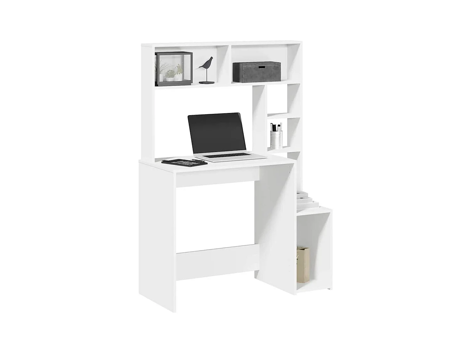 Escritorio estantes madera contrachapada blanco 100x45x140 cm
