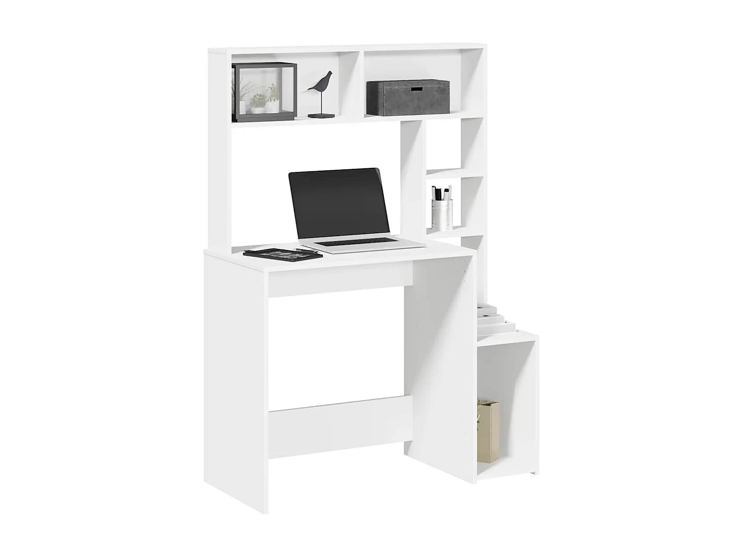 Bureau avec étagères blanc 100x45x140 cm bois d'ingénierie